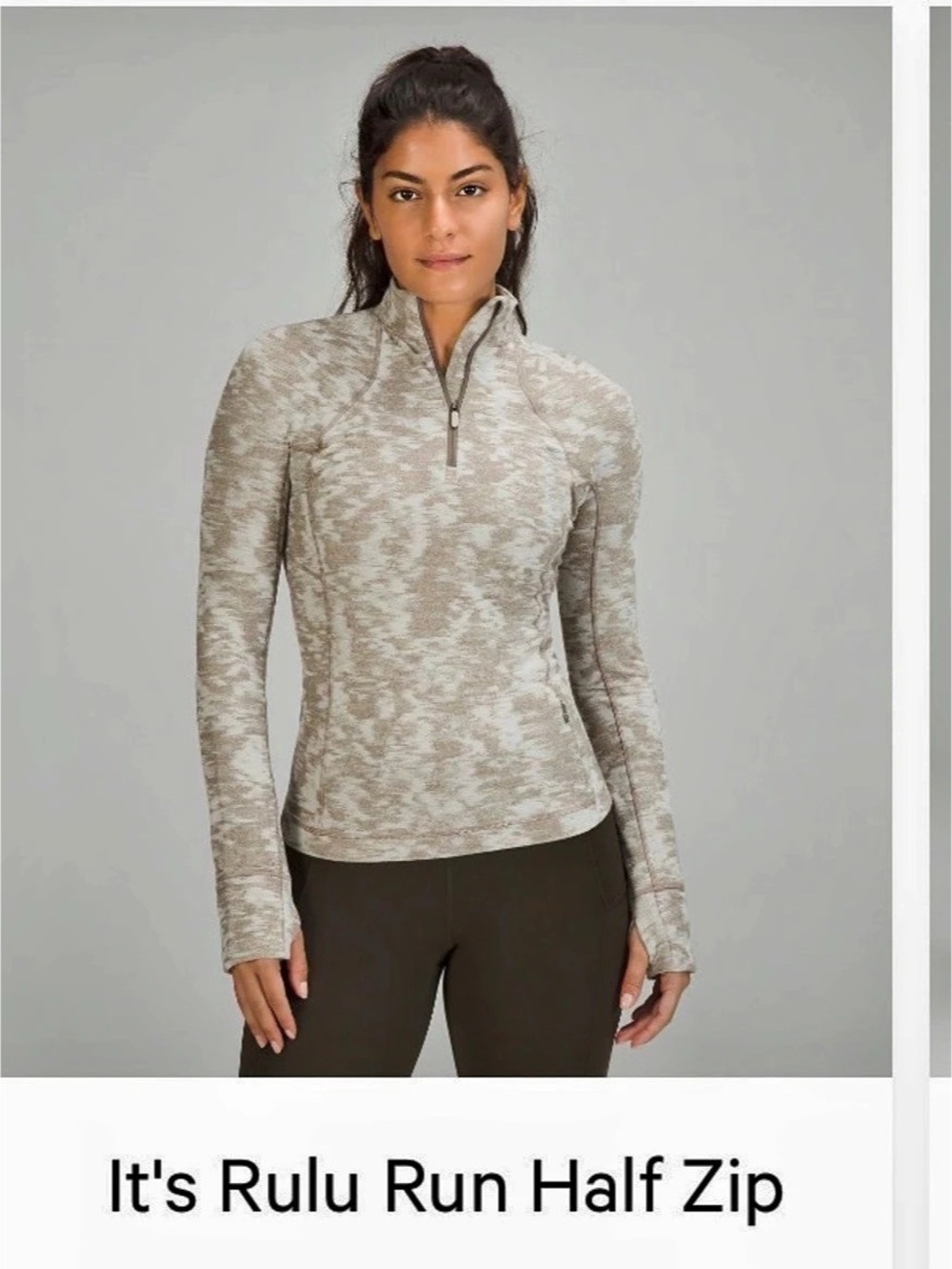 lululemon Rulu Run Half Zip Jacquard White Print Size 8